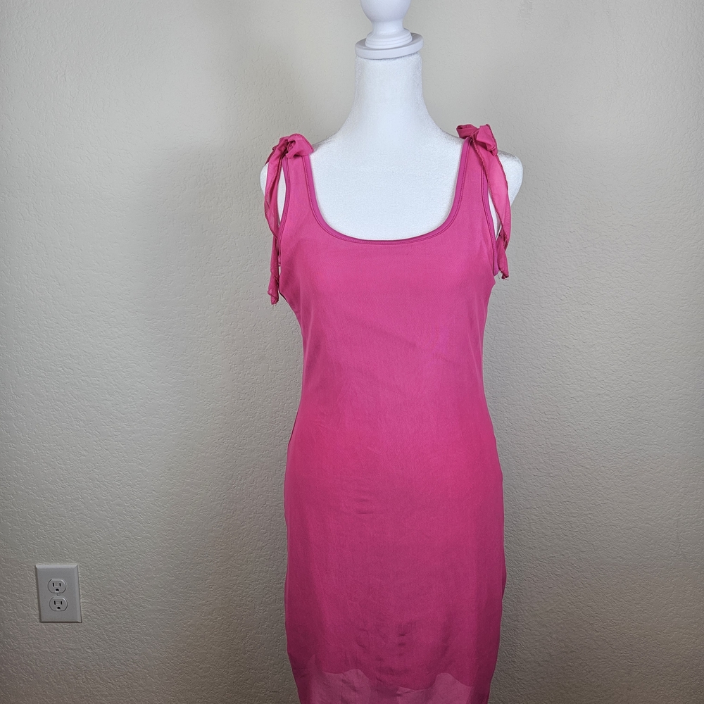 Elegant Pink Midi Dress with Tie Straps
